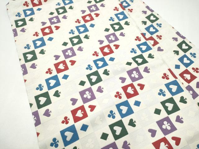 平和屋着物●全通柄　九寸名古屋帯　ハート　クローバー　スペード　ダイヤ　正絹　逸品　CABH4844hy