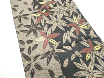 平和屋着物●八寸名古屋帯　舞葉文　正絹　逸品　CABH4845hy