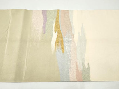 平和屋着物●爪掻き本綴れ　八寸名古屋帯　霞文　金銀糸　正絹　逸品　CABH4846hy