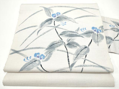 平和屋着物●八寸名古屋帯　作家・小百合　草花文　正絹　逸品　CABH4847hy
