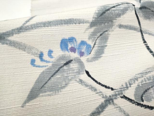 平和屋着物●八寸名古屋帯　作家・小百合　草花文　正絹　逸品　CABH4847hy