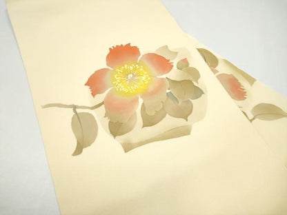 平和屋着物●九寸名古屋帯　作家物　ろうけつ染　枝花文　正絹　逸品　CABH4849hy