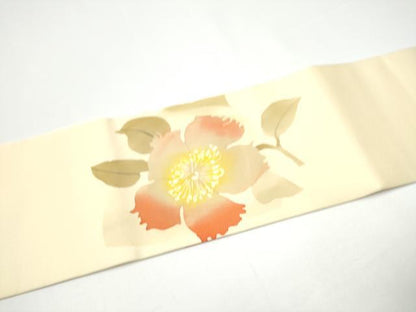 平和屋着物●九寸名古屋帯　作家物　ろうけつ染　枝花文　正絹　逸品　CABH4849hy