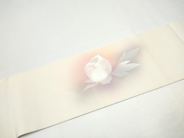 平和屋着物●塩瀬　九寸名古屋帯　牡丹　金銀彩　正絹　逸品　CABH4850hy