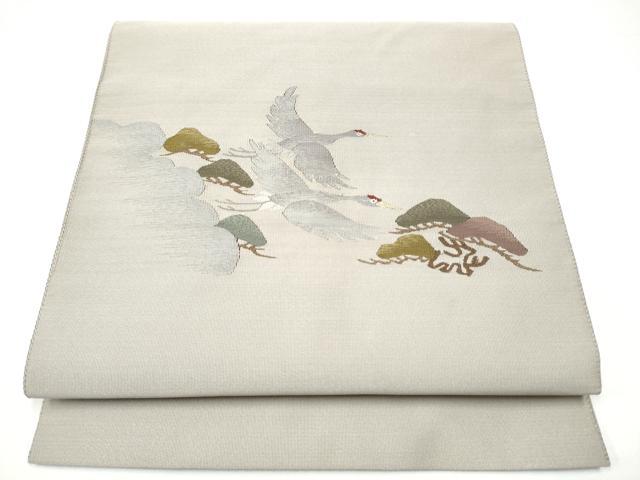 平和屋着物●爪掻き本綴れ　八寸名古屋帯　飛鶴松文　金糸　正絹　逸品　CABH4851hy