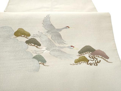 平和屋着物●爪掻き本綴れ　八寸名古屋帯　飛鶴松文　金糸　正絹　逸品　CABH4851hy