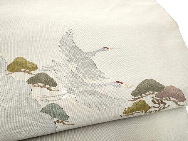平和屋着物●爪掻き本綴れ　八寸名古屋帯　飛鶴松文　金糸　正絹　逸品　CABH4851hy