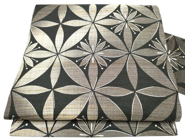 平和屋着物●全通柄　九寸名古屋帯　七宝花文　黒地　金銀彩　正絹　逸品　CABH4852hy