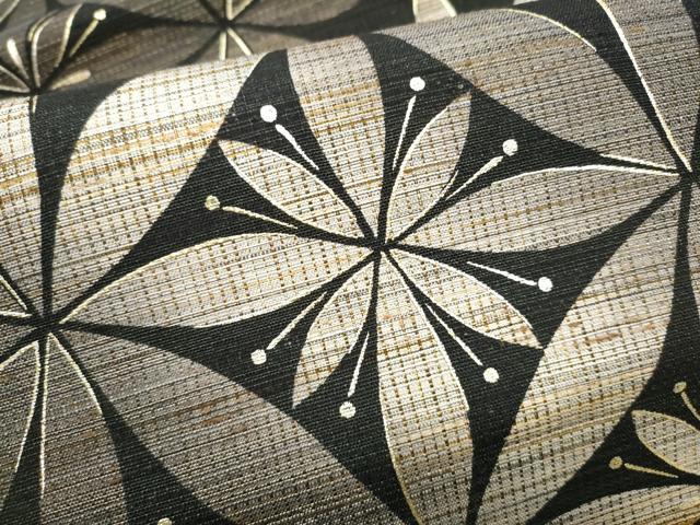 平和屋着物●全通柄　九寸名古屋帯　七宝花文　黒地　金銀彩　正絹　逸品　CABH4852hy