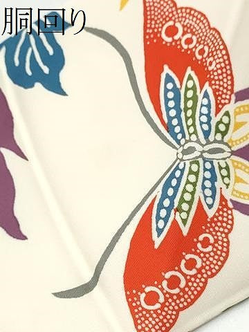 平和屋着物●塩瀬　全通柄　九寸名古屋帯　型染め　花蝶文　正絹　逸品　CABH4854hy