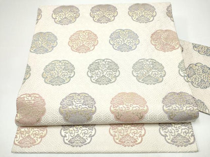 平和屋着物●九寸名古屋帯　唐織　花唐草文　金糸　正絹　逸品　CABH4857hy