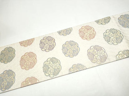 平和屋着物●九寸名古屋帯　唐織　花唐草文　金糸　正絹　逸品　CABH4857hy