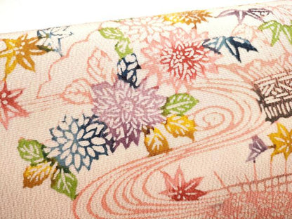 平和屋着物●全通柄　九寸名古屋帯　型染め　流水松竹梅花文　正絹　逸品　CABH4862hy