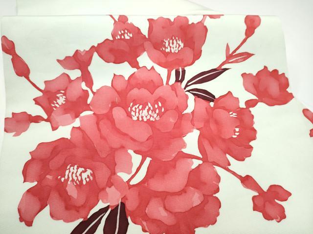 平和屋着物●塩瀬　九寸名古屋帯　ろうけつ染　舞花文　正絹　逸品　CABH4865hy