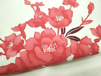 平和屋着物●塩瀬　九寸名古屋帯　ろうけつ染　舞花文　正絹　逸品　CABH4865hy