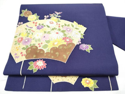 平和屋着物●塩瀬　九寸名古屋帯　地紙花文　金銀彩　正絹　逸品　CABH4867hy