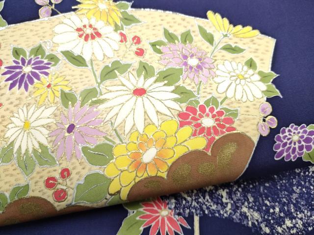 平和屋着物●塩瀬　九寸名古屋帯　地紙花文　金銀彩　正絹　逸品　CABH4867hy