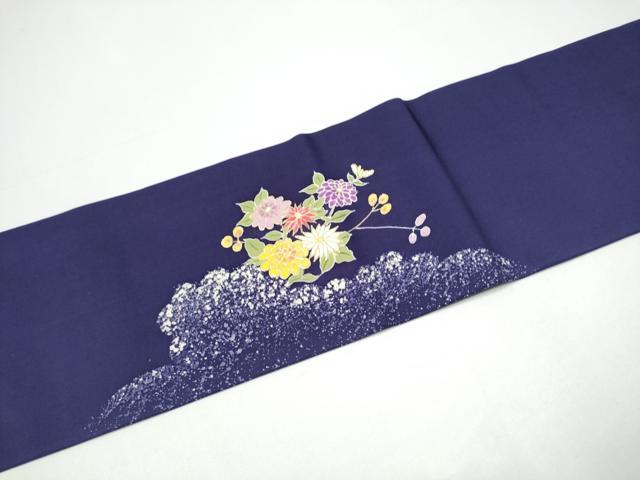 平和屋着物●塩瀬　九寸名古屋帯　地紙花文　金銀彩　正絹　逸品　CABH4867hy