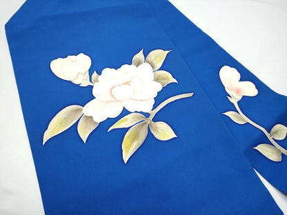 平和屋着物●塩瀬　九寸名古屋帯　ろうけつ染　枝椿　正絹　逸品　CABH4868hy