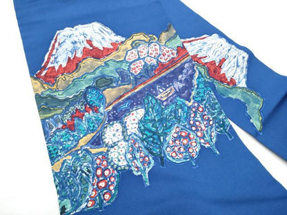 平和屋着物●塩瀬　九寸名古屋帯　ろうけつ染　遠山樹林文　正絹　逸品　CABH4870hy