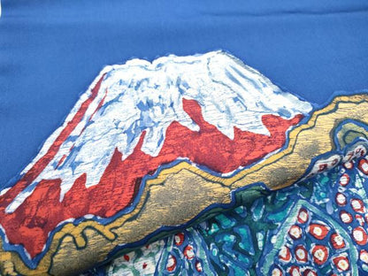 平和屋着物●塩瀬　九寸名古屋帯　ろうけつ染　遠山樹林文　正絹　逸品　CABH4870hy