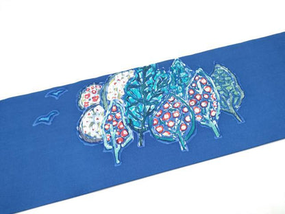 平和屋着物●塩瀬　九寸名古屋帯　ろうけつ染　遠山樹林文　正絹　逸品　CABH4870hy