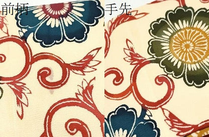 平和屋着物●全通柄　九寸名古屋帯　型染め　手ざしくさぞめ　花唐草文　正絹　逸品　CABH4872hy