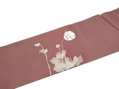 平和屋着物●塩瀬　九寸名古屋帯　作家物　ろうけつ染　枝花文　正絹　逸品　CABH4874hy