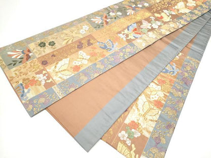 平和屋着物●六通柄袋帯　唐織　饗宴短冊文　金糸　正絹　逸品　CABH4879hy