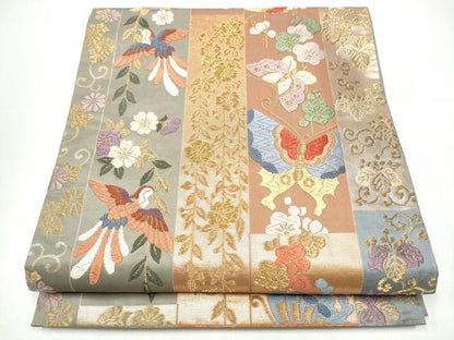 平和屋着物●六通柄袋帯　唐織　饗宴短冊文　金糸　正絹　逸品　CABH4879hy