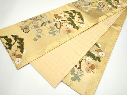 平和屋着物●六通柄袋帯　唐織　吉祥花文　金糸　正絹　逸品　CABH4882hy