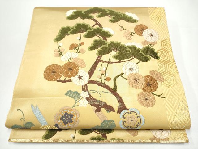 平和屋着物●六通柄袋帯　唐織　吉祥花文　金糸　正絹　逸品　CABH4882hy