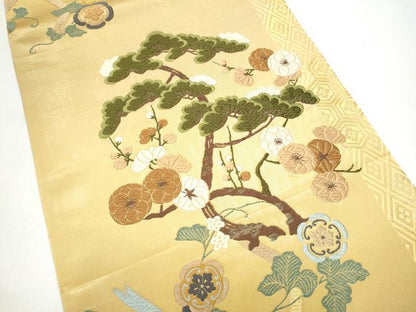 平和屋着物●六通柄袋帯　唐織　吉祥花文　金糸　正絹　逸品　CABH4882hy