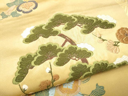 平和屋着物●六通柄袋帯　唐織　吉祥花文　金糸　正絹　逸品　CABH4882hy