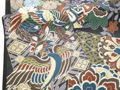 平和屋着物●京都西陣おおば　大庭圭价　大庭左由夫　六通柄袋帯　色紙重ね鳳凰宝尽くし文　金糸　正絹　逸品　CABH4883hy