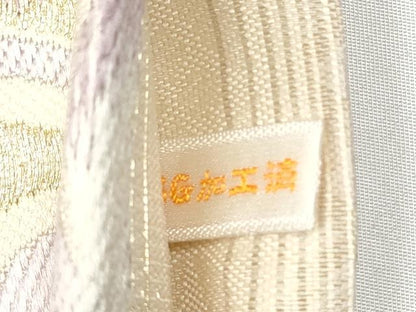 平和屋着物●螺鈿作家　藤本隆士　両面　六通柄袋帯　螺鈿　花唐草文　金彩　正絹　逸品　CABH4884hy