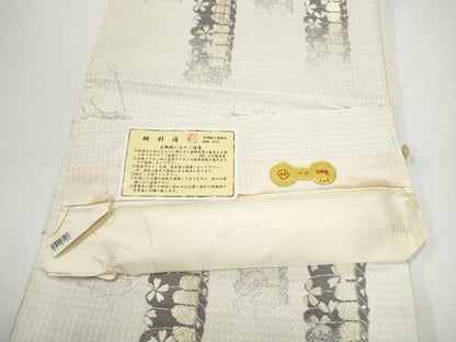 平和屋着物●西陣の名門　加納幸謹製　六通柄袋帯　舞桜文　金糸　証紙付き　正絹　逸品　CABH4886hy