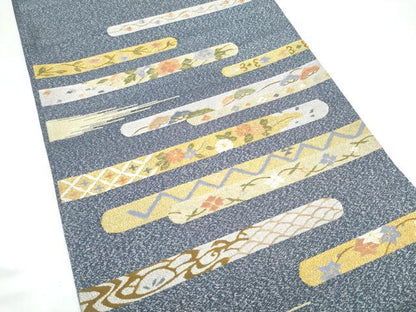平和屋着物●六通柄袋帯　綴れ　霞花文　金銀糸　上代45万　正絹　逸品　CABH4892hy