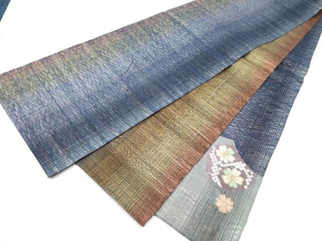 平和屋着物▽両面　太鼓柄袋帯　スリーシーズン　春夏秋　すくい織　扇面雪輪花文　金彩　正絹　逸品　CABH4893hy