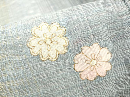 平和屋着物▽両面　太鼓柄袋帯　スリーシーズン　春夏秋　すくい織　扇面雪輪花文　金彩　正絹　逸品　CABH4893hy