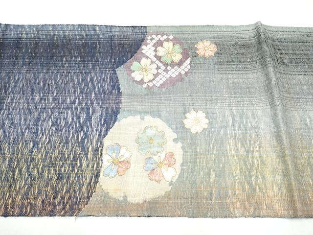 平和屋着物▽両面　太鼓柄袋帯　スリーシーズン　春夏秋　すくい織　扇面雪輪花文　金彩　正絹　逸品　CABH4893hy