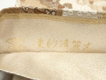 平和屋着物●西陣河村織物謹製・手織り　六通柄袋帯　唐織　更紗清麗文　金糸　正絹　逸品　CABH4896hy