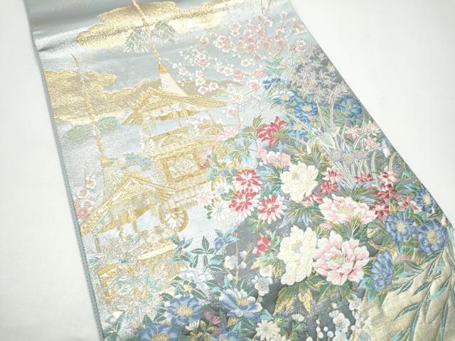 平和屋着物●六通柄袋帯　唐織　鉾に草花　金糸　森博多織物謹製　証紙付き　正絹　逸品　CABH4898hy