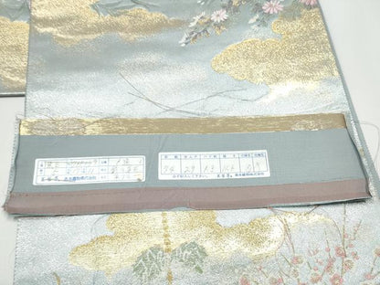 平和屋着物●六通柄袋帯　唐織　鉾に草花　金糸　森博多織物謹製　証紙付き　正絹　逸品　CABH4898hy