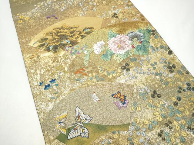 平和屋着物●西陣　とみや織物謹製　とみや帯　六通柄袋帯　扇寿萩花文　金彩　引箔　正絹　逸品　CABH4899hy