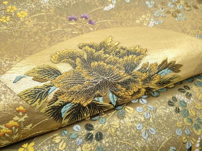 平和屋着物●西陣　とみや織物謹製　とみや帯　六通柄袋帯　扇寿萩花文　金彩　引箔　正絹　逸品　CABH4899hy