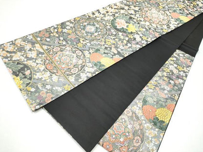平和屋着物●六通柄袋帯　唐織　春秋鏡裏文　金銀糸　引箔　正絹　逸品　CABH4900hy