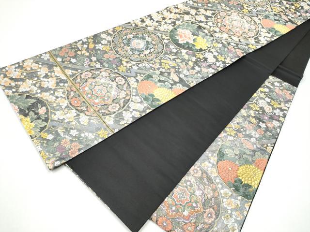 平和屋着物●六通柄袋帯　唐織　春秋鏡裏文　金銀糸　引箔　正絹　逸品　CABH4900hy