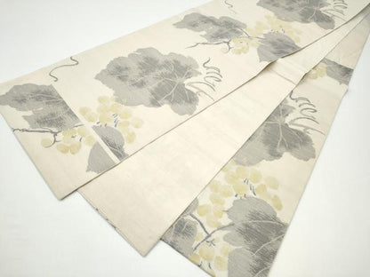 平和屋着物●六通柄　本袋帯　紬地　葡萄蔦の葉文　正絹　逸品　CABH4902hy