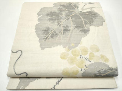平和屋着物●六通柄　本袋帯　紬地　葡萄蔦の葉文　正絹　逸品　CABH4902hy
